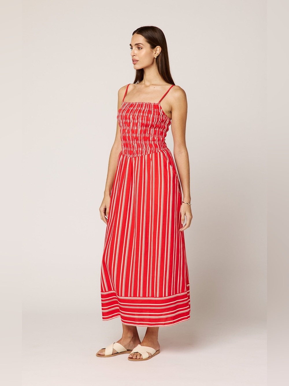 Cleobella Lacey Striped Ankle Dress in Poppy - size medium - NWT